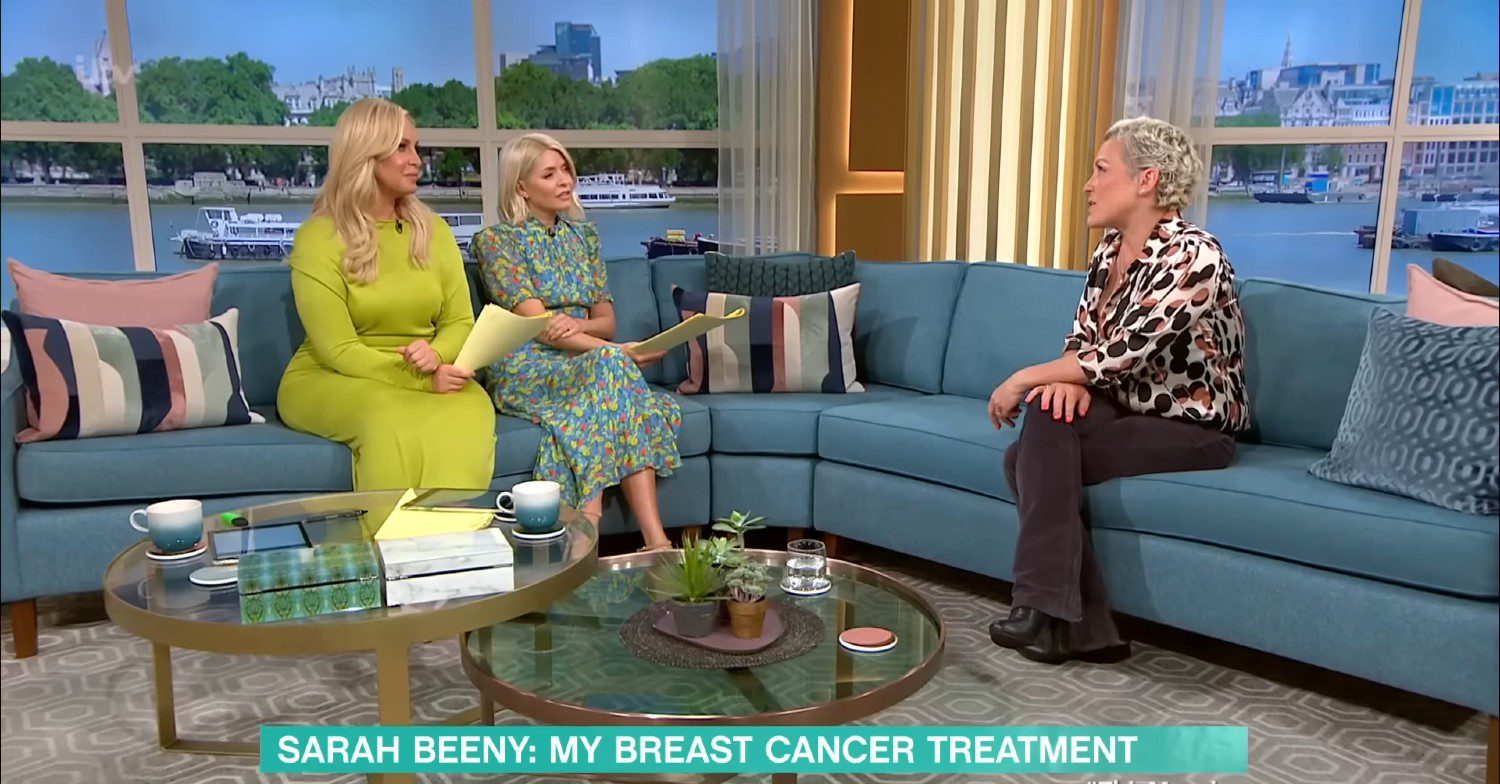 Sarah Beeny being interviewed by Holly and Josie on This Morning