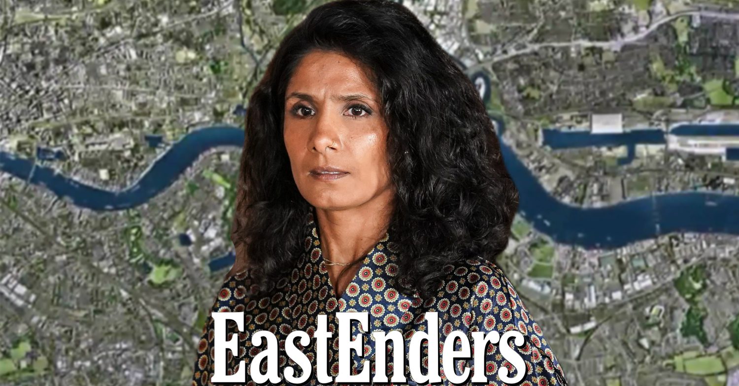EastEnders' Suki, the EastEnders logo and background of the Thames