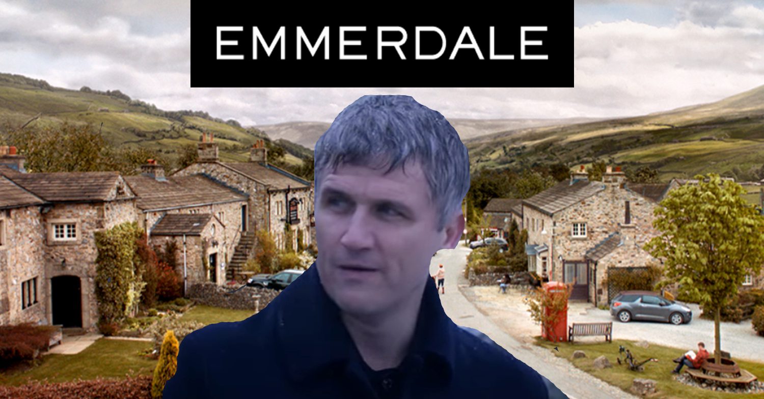 Emmerdale's Caleb, the Emmerdale logo and background of the Dales