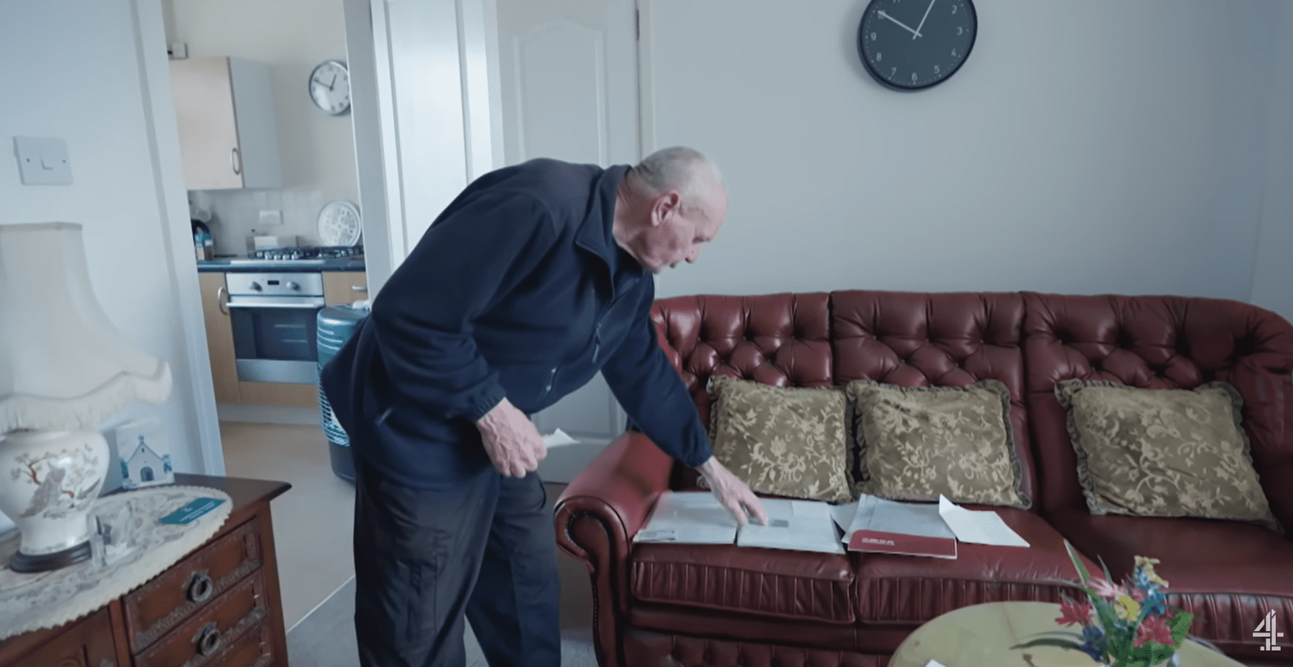 John Foster on Britain's Forgotten Pensioners lays his will and documents out on his sofa
