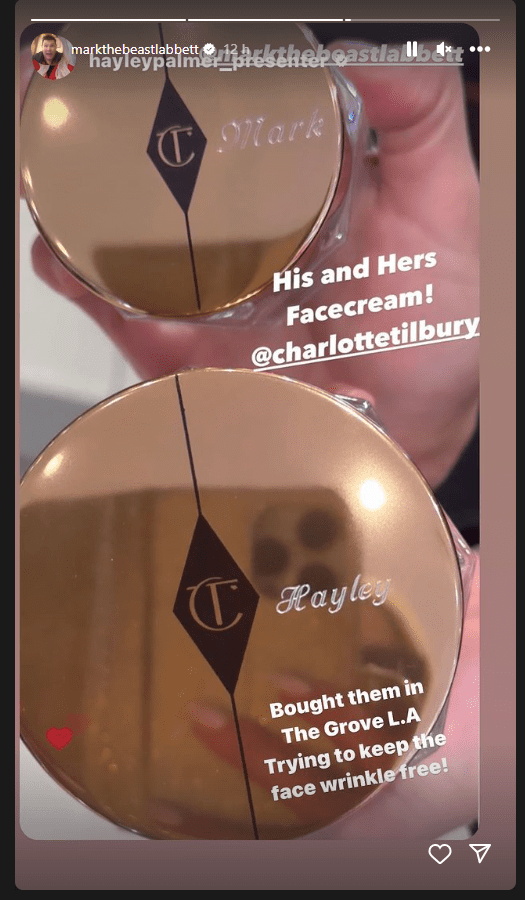His and hers Charlotte Tilbury face cream 