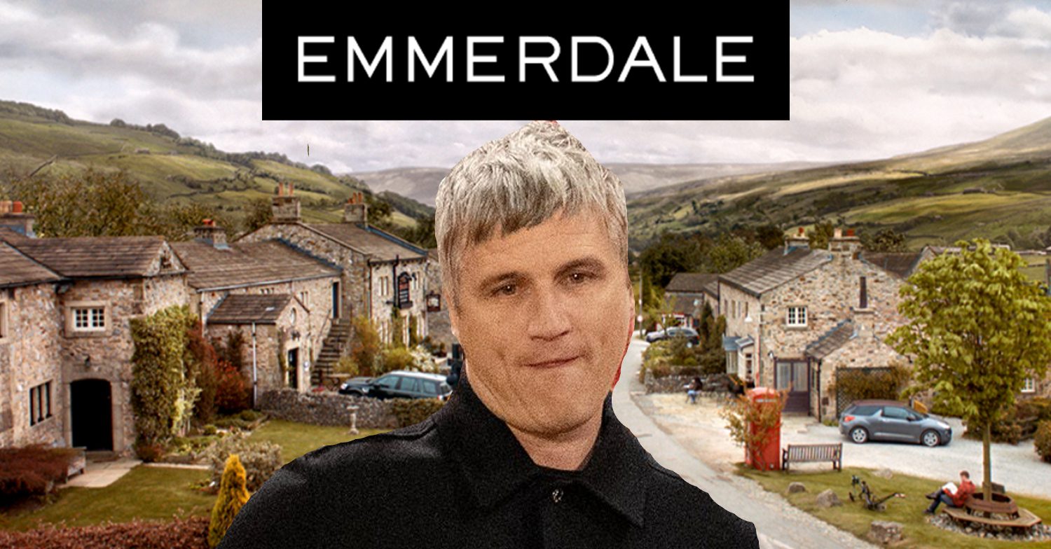 Emmerdale's Caleb, the Emmerdale logo and background of the Dales