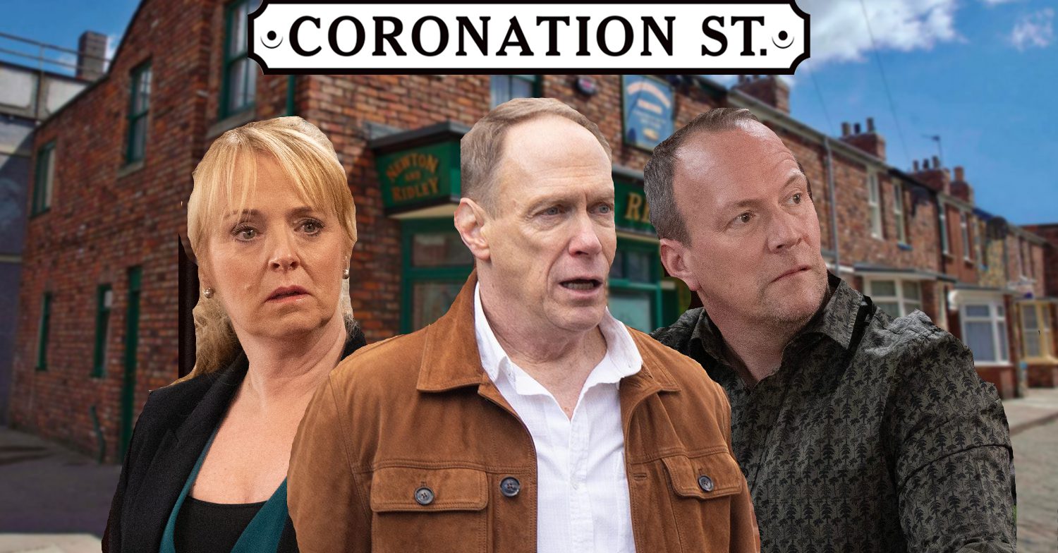 Coronation Street's Jenny, Stephen, Owen, the Coronation Street logo and background of the Rovers