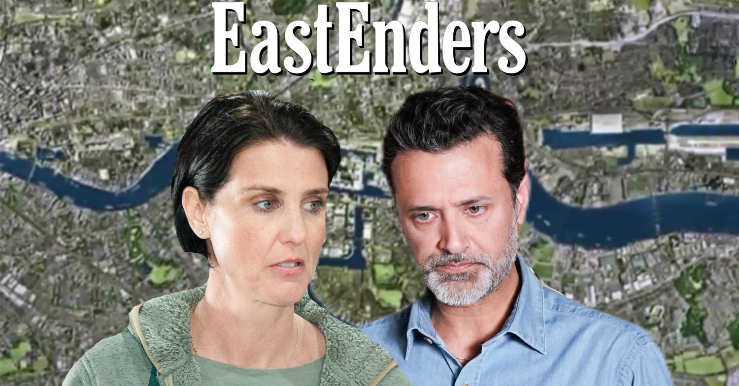 EastEnders' Eve, Nish, the EastEnders logo and background of the Thames