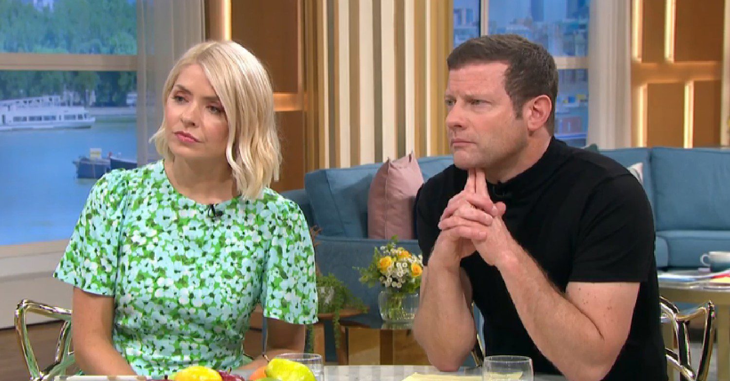 Holly Willoughby and Dermot O'Leary look serious on This Morning today