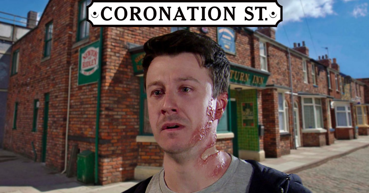 Coronation Street's Ryan, the Coronation Street logo and background of the Rovers