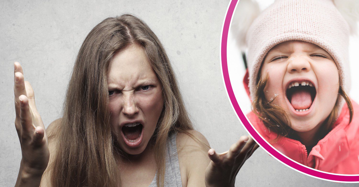 Angry woman screaming / Screaming kid