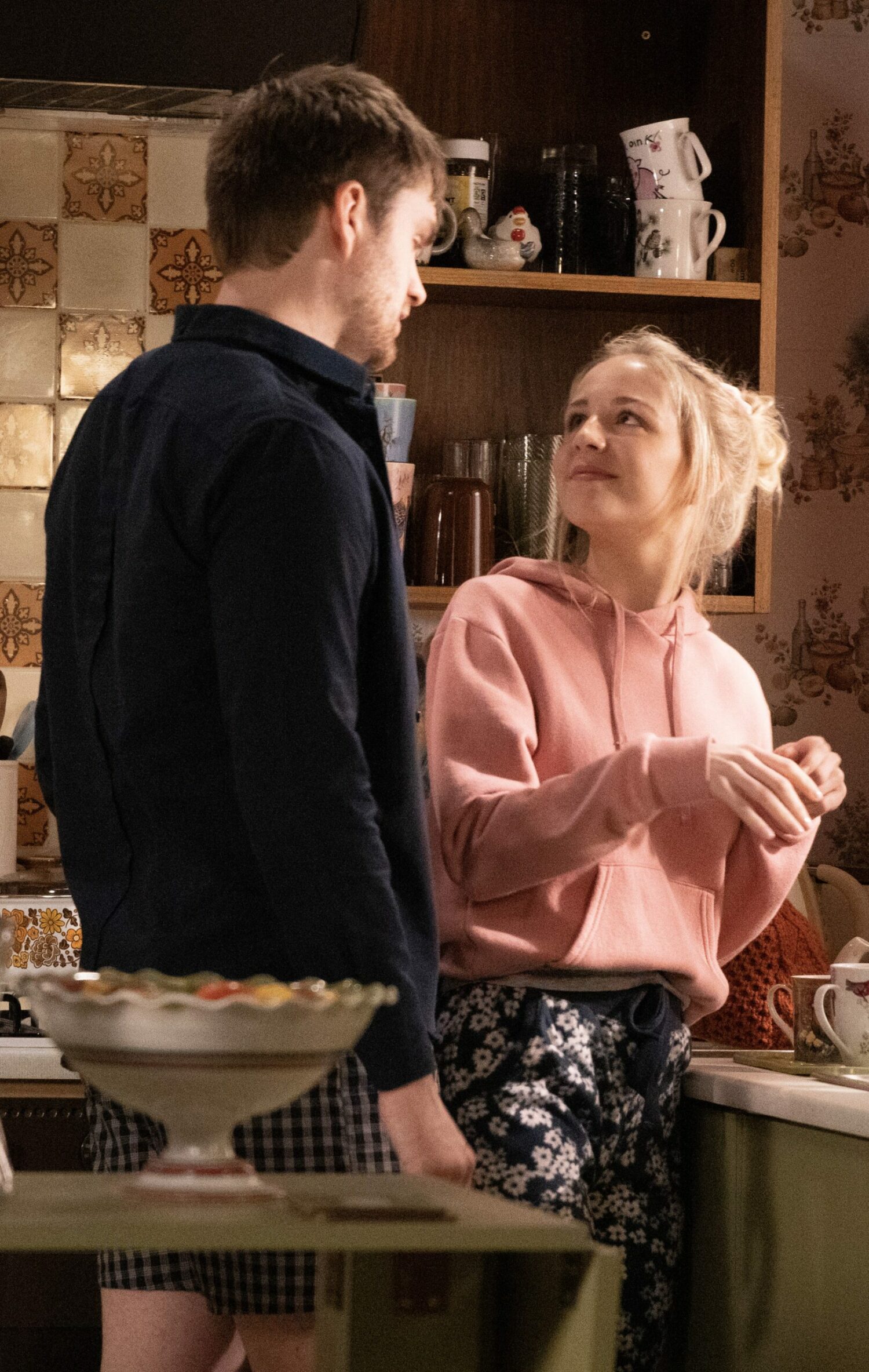 Emmerdale's Belle is smiling at Tom