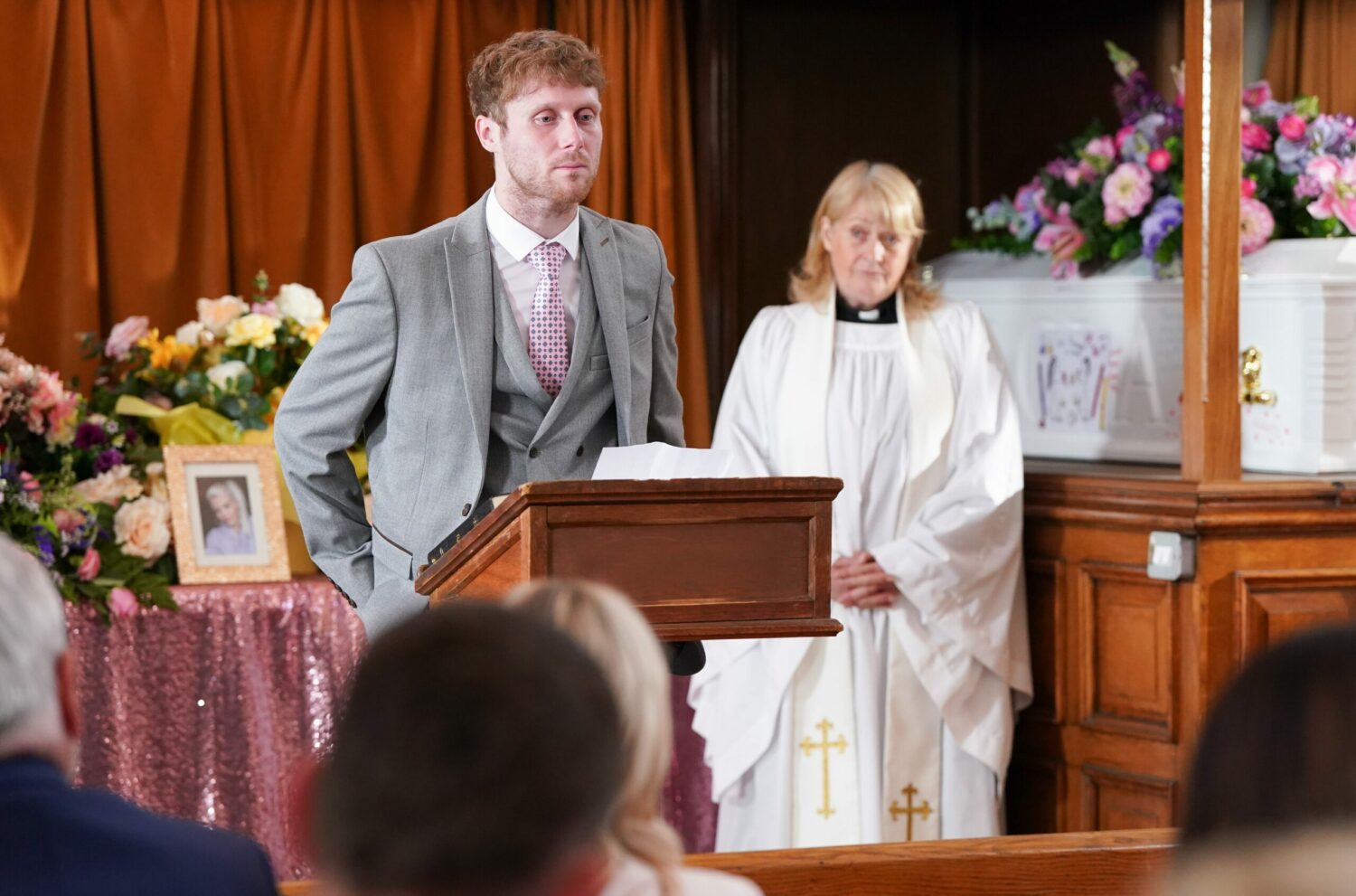 Jay looks exhausted and emotional as he gives a eulogy in EastEnders