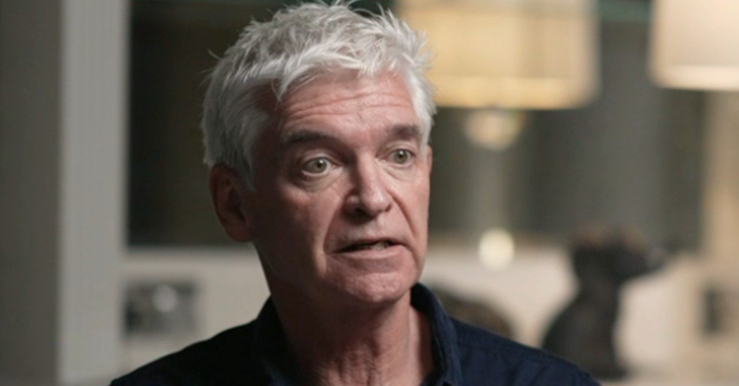 Phillip Schofield looking downcast in BBC interview