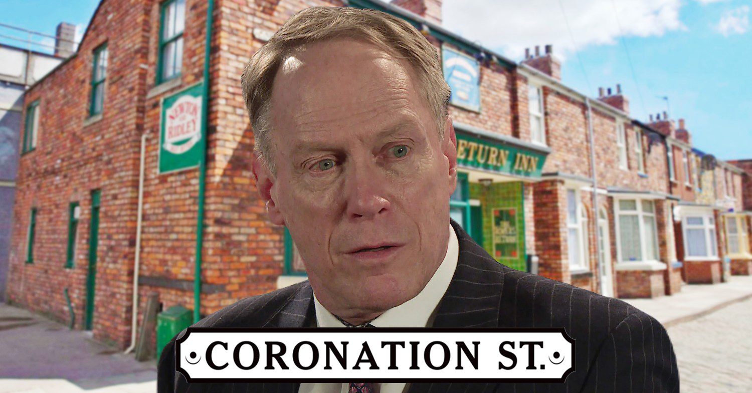 Stephen looking worried on Coronation Street; inset, Rovers background and show logo (Credit: ITV/Composite: ED!)