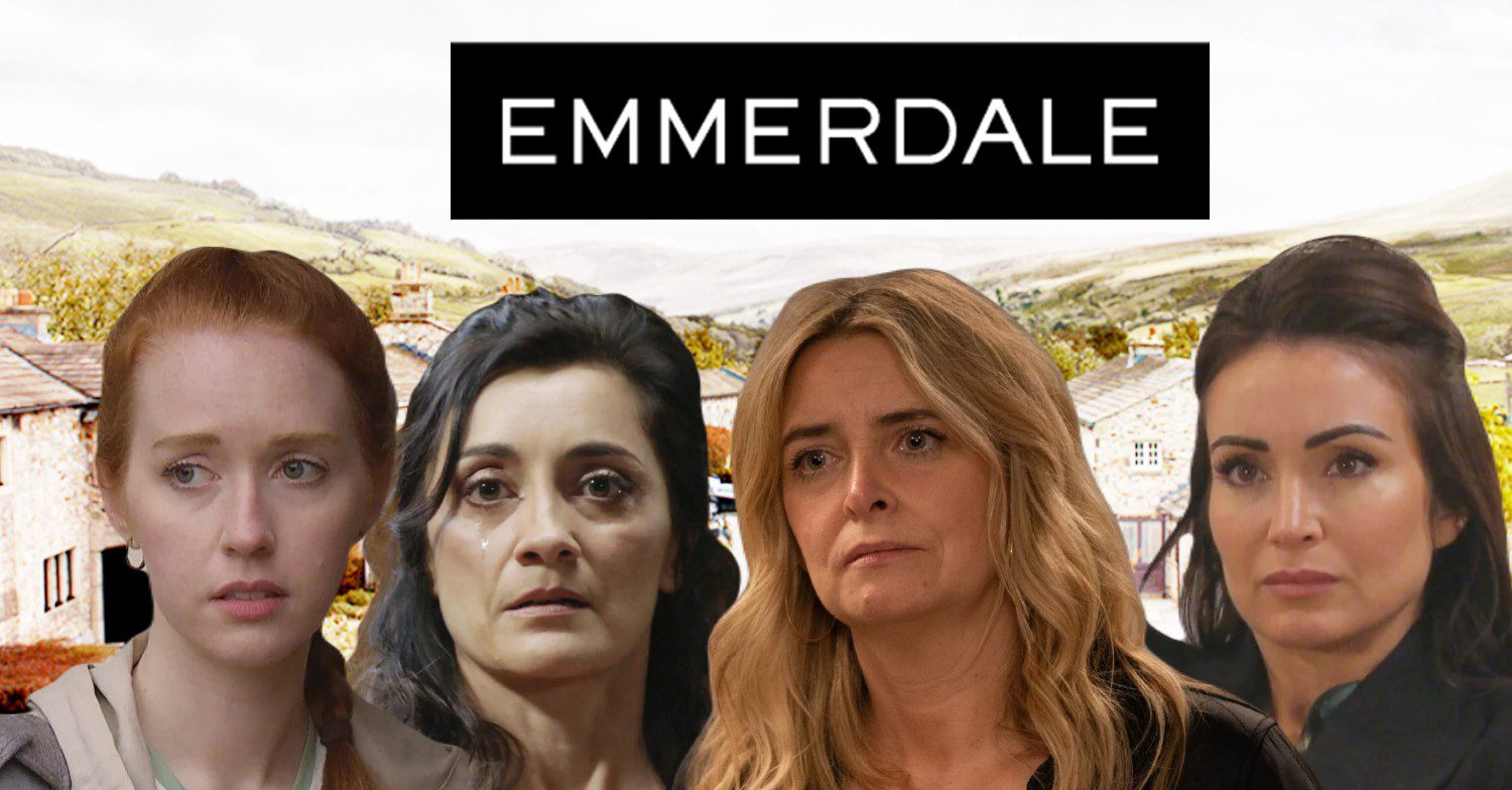 Composite image of Chloe, Charity, Leyla and Manpreet on Emmerdale (Credit: ITV/Composite: ED!)