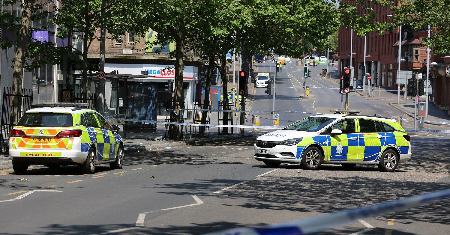 Police cars in Nottingham after incident