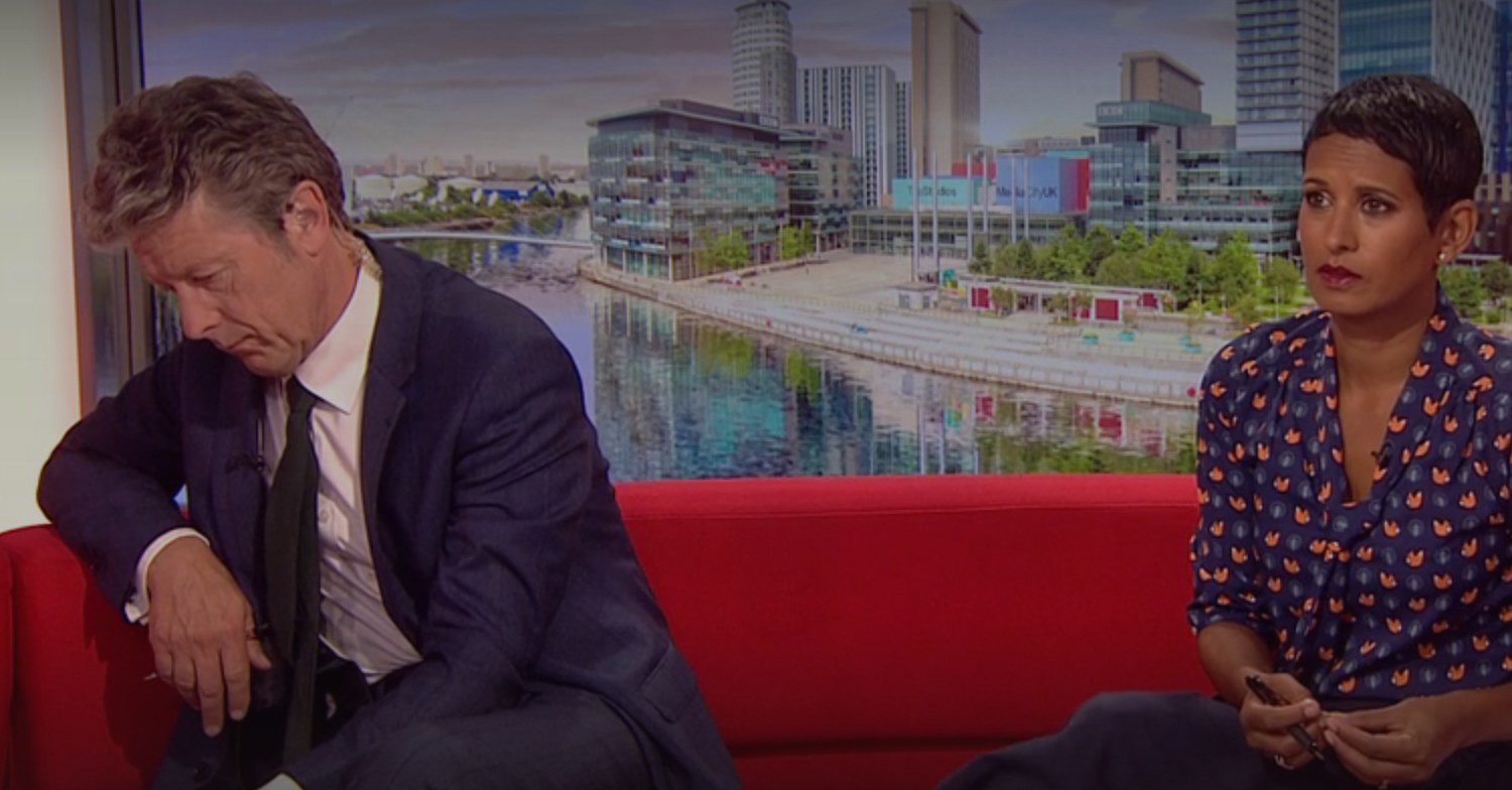 Charlie Stayt not realising he was on air