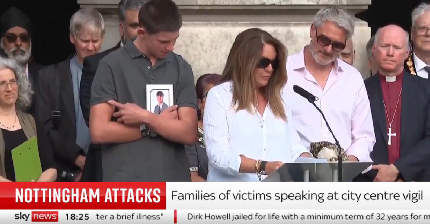 Mother of Nottingham attack victim Barnaby Webber speaking at vigil