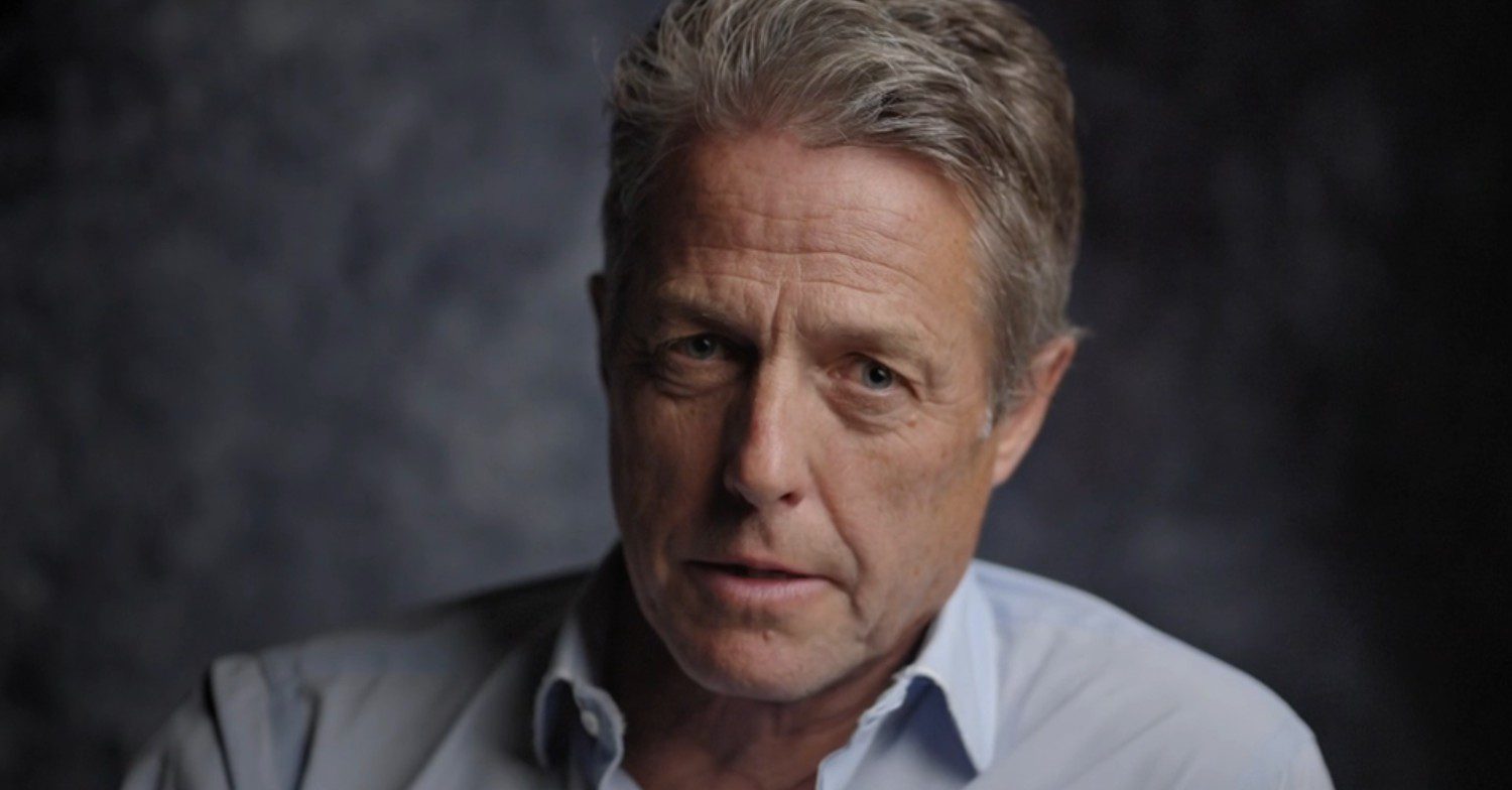 Hugh Grant frowns in Scandalous: Phone Hacking on Trial