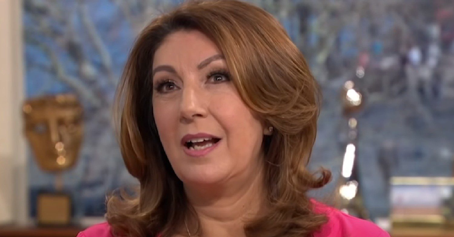 Celebrity Gogglebox star Jane McDonald looking up and talking on This Morning