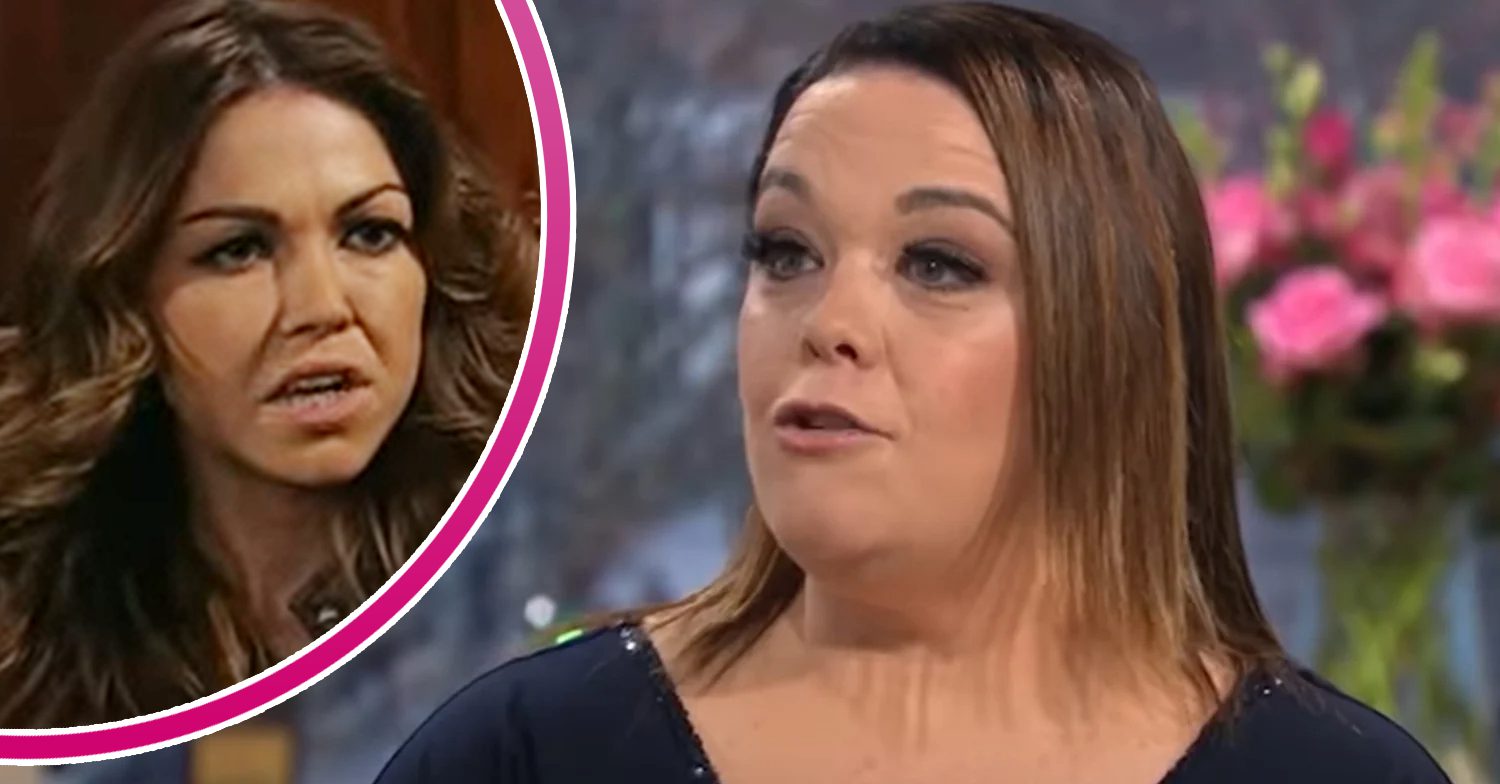 Emmerdale's Lisa Riley and, in a bubble, Kelly Windsor