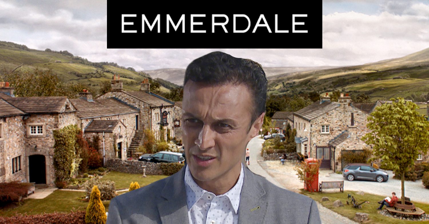 Emmerdale's Jai, the Emmerdale logo and background of the Dales