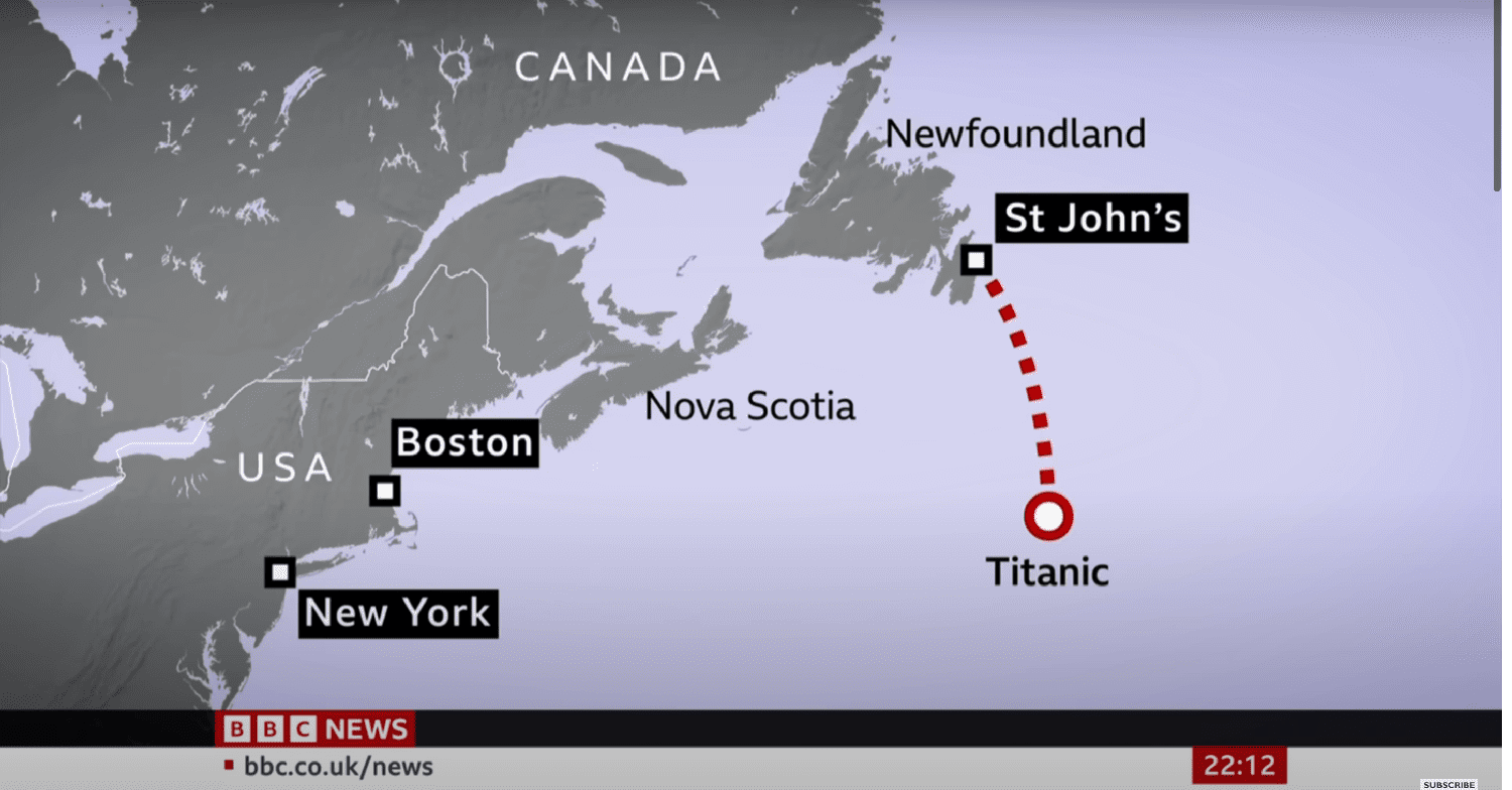 Route of missing Titanic submarine