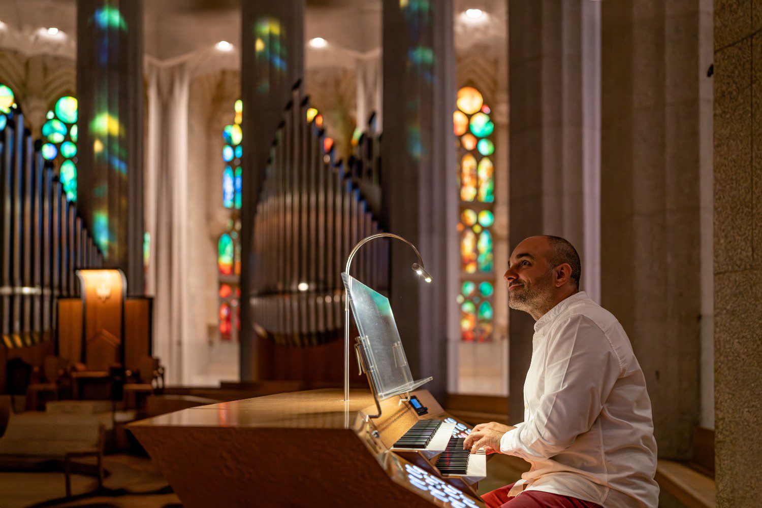 Pianist plays organ in The Sagrada Familia