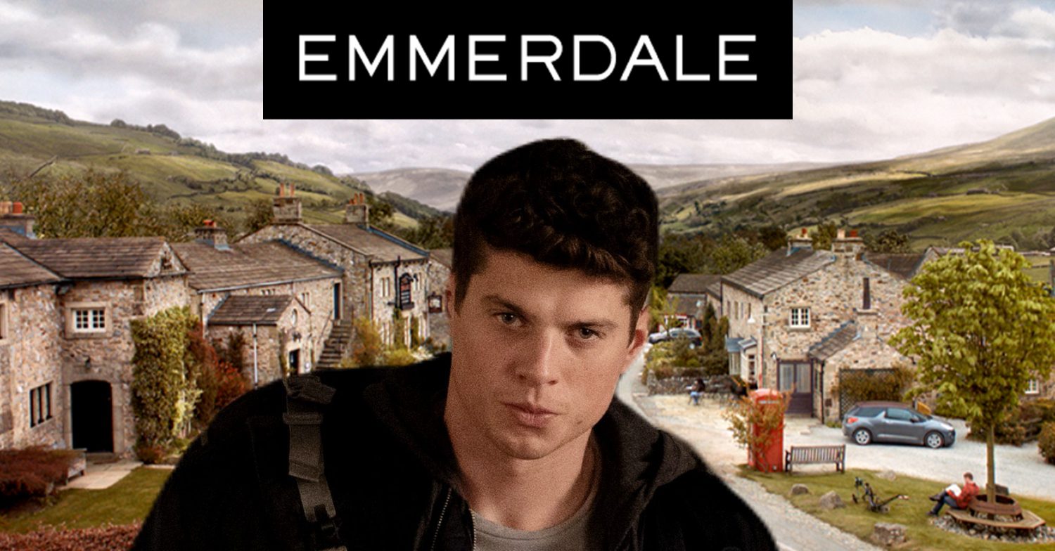 Emmerdale's Nicky, the Emmerdale logo and background of the Dales