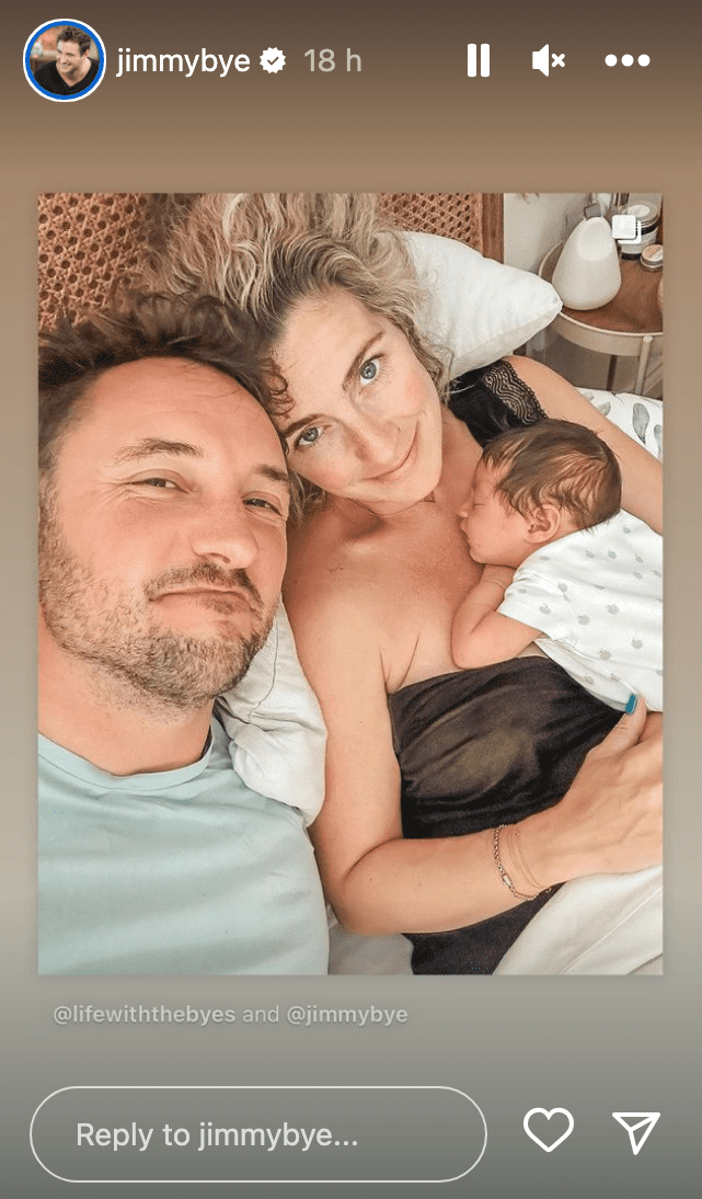 James Bye with his wife and new baby