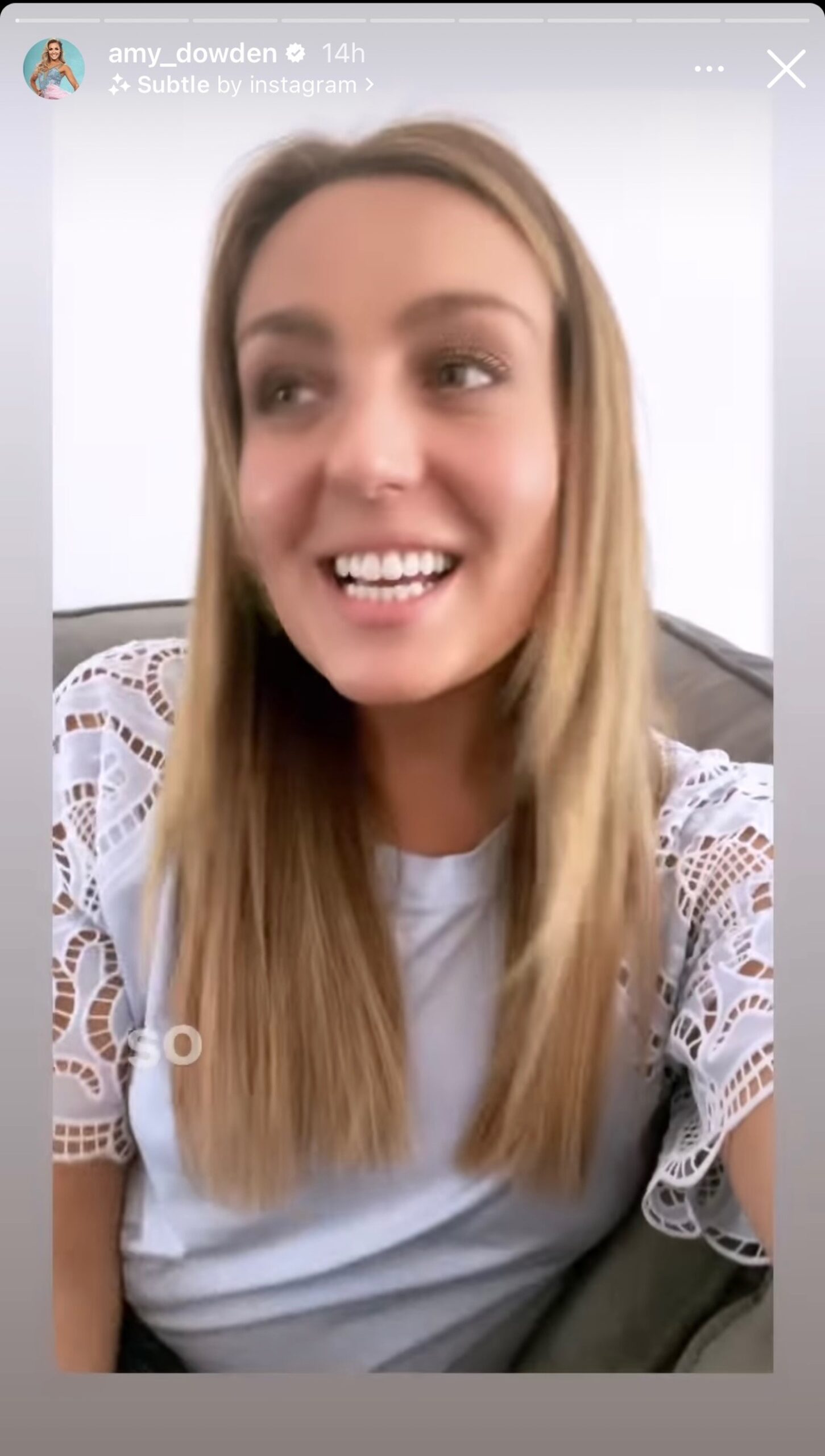 Amy Dowden talking on her Instagram 