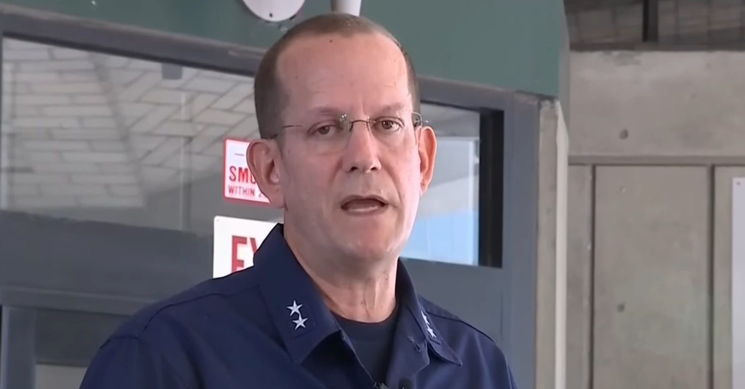 U.S. Coast Guard Rear Admiral John Mauger speaks at press conference