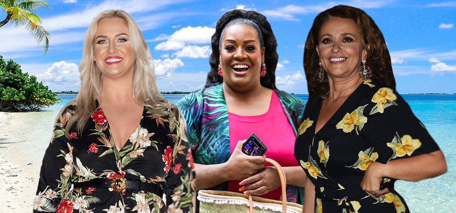 Josie Gibson, Alison Hammond and Nadia Sawalha on the beach