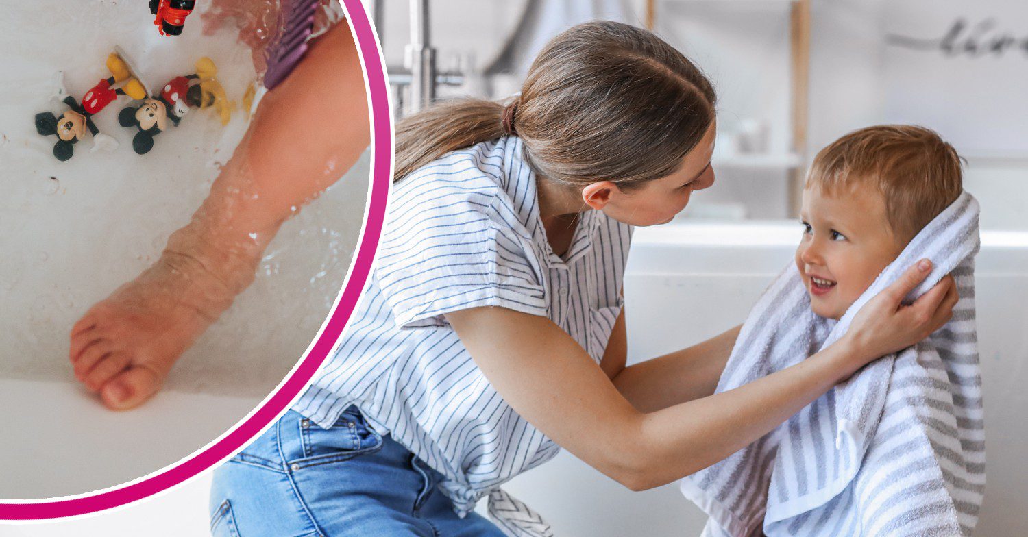 Baby playing in bath/mum and baby after bath