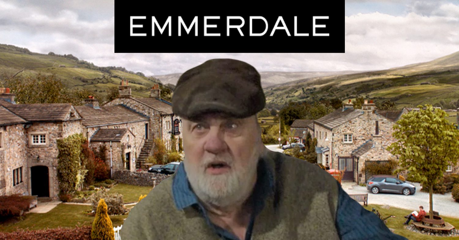 Emmerdale's Zak, the Emmerdale logo, background of the Dales