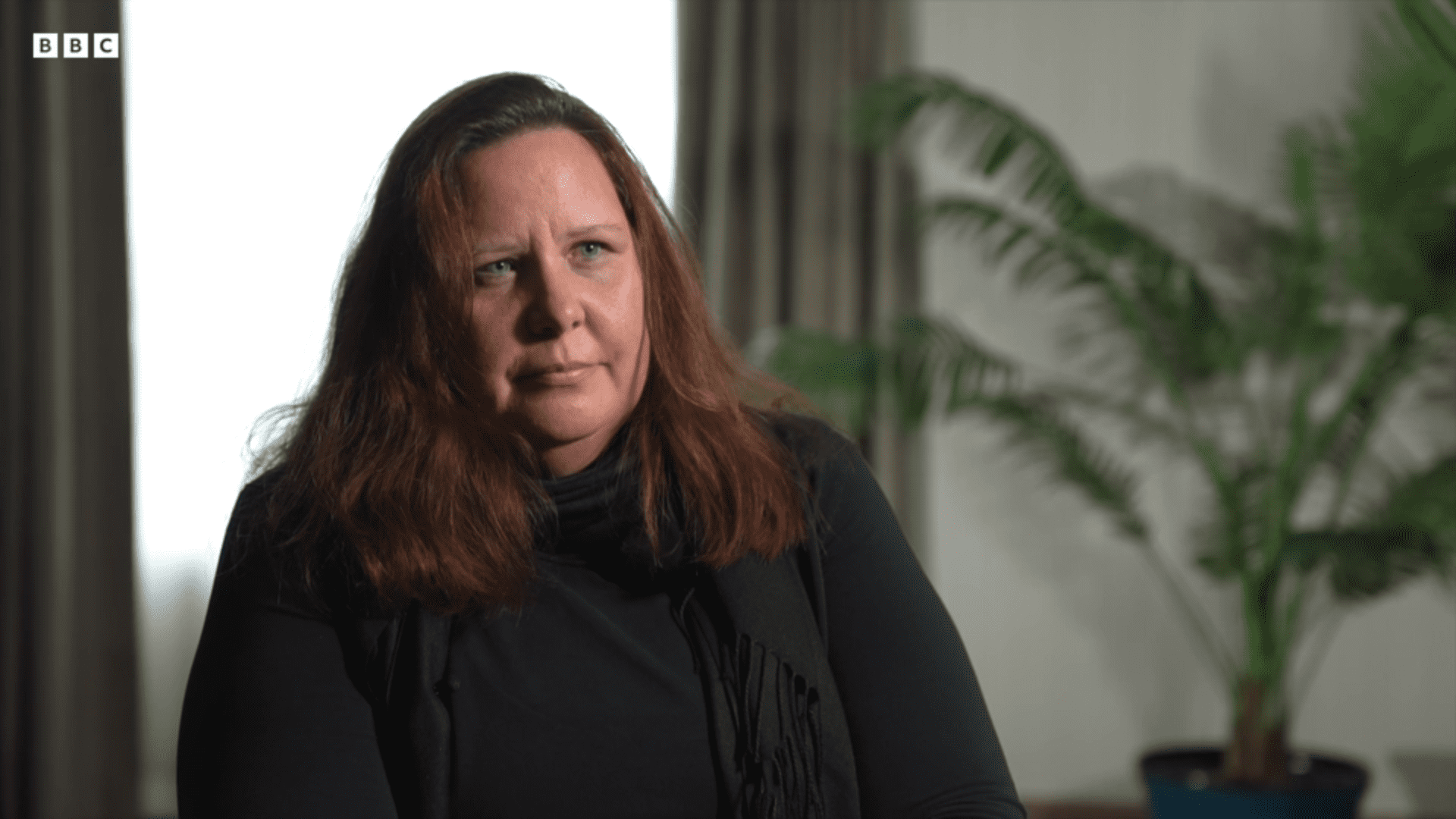 Christine Dawood frowns in BBC interview