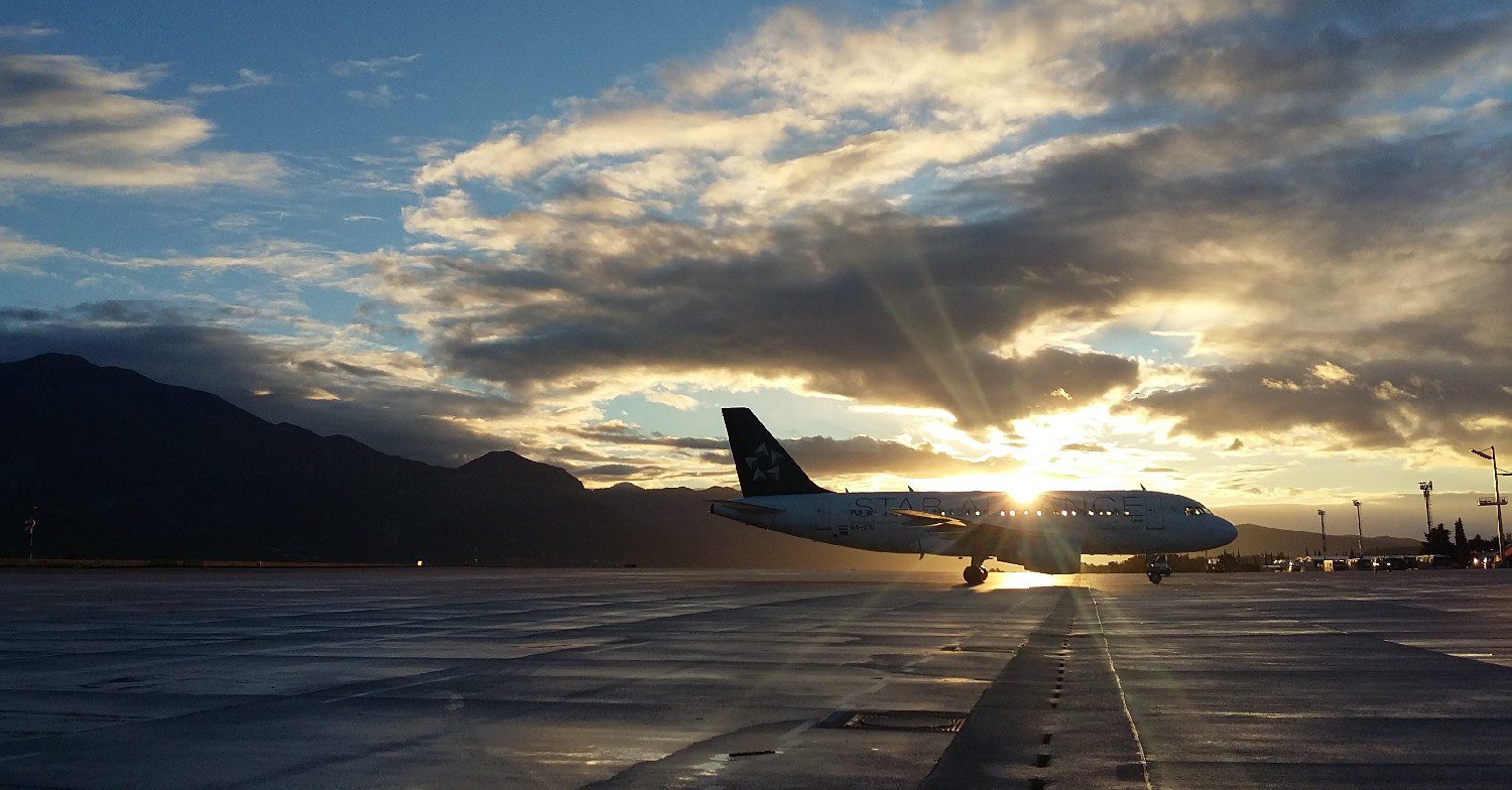 Plane with light behind it 