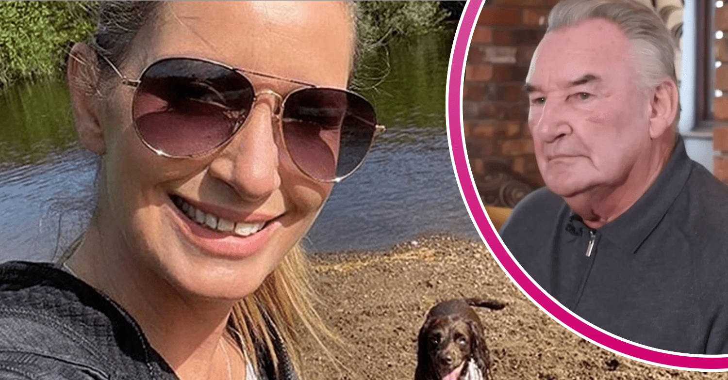 Nicola Bulley smiling and her dad looking sad