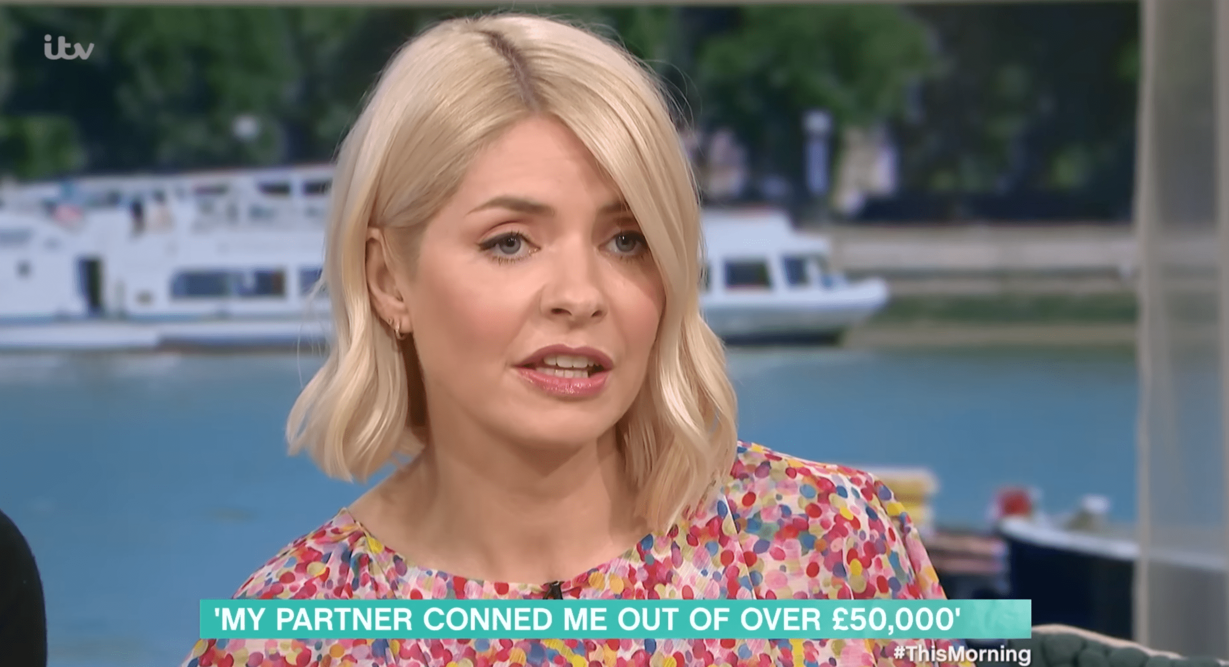 Holly Willoughby looking pained on This Morning