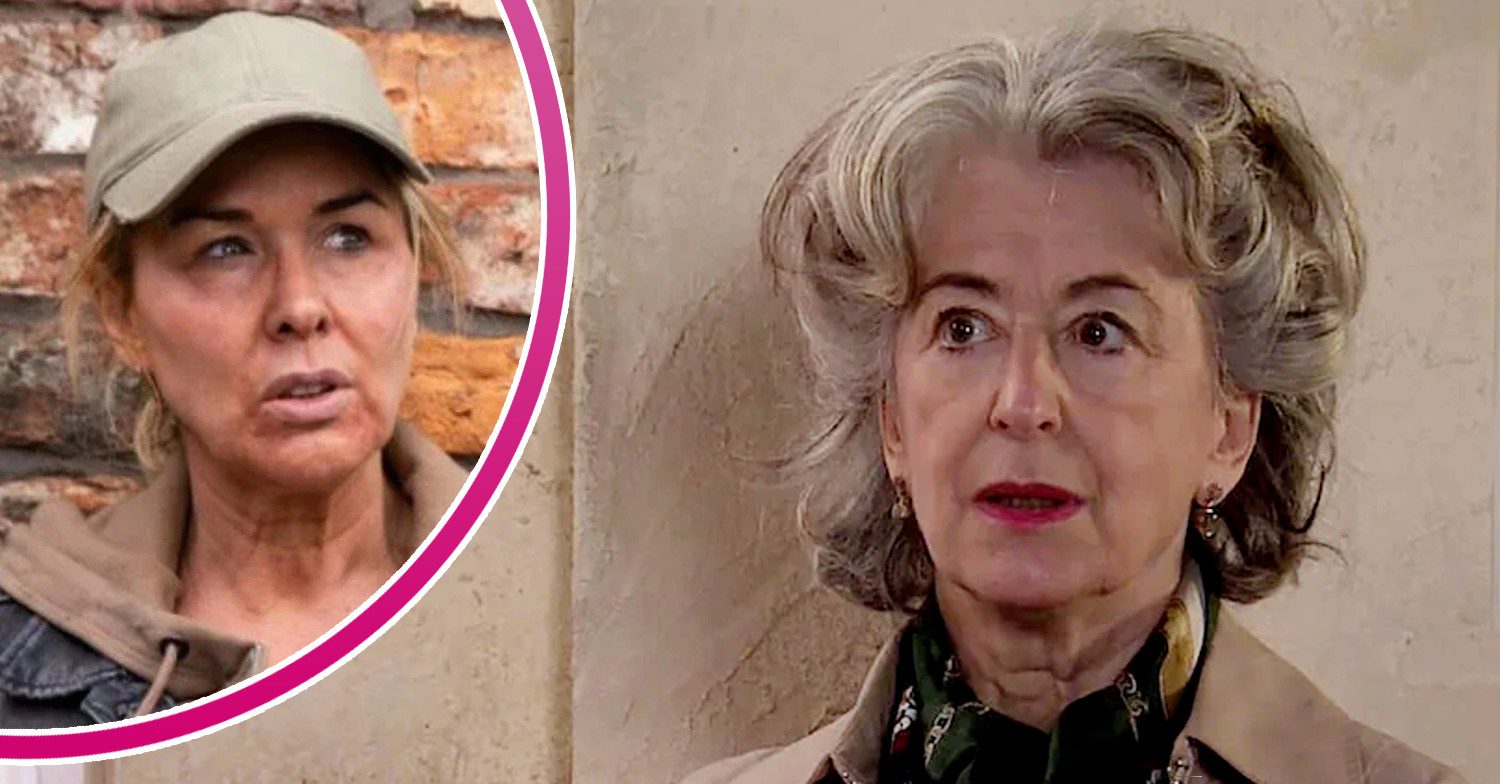 Evelyn looking worried on Corrie - inset, screen daughter Cassie (Credit: ITV/Composite: ED!)
