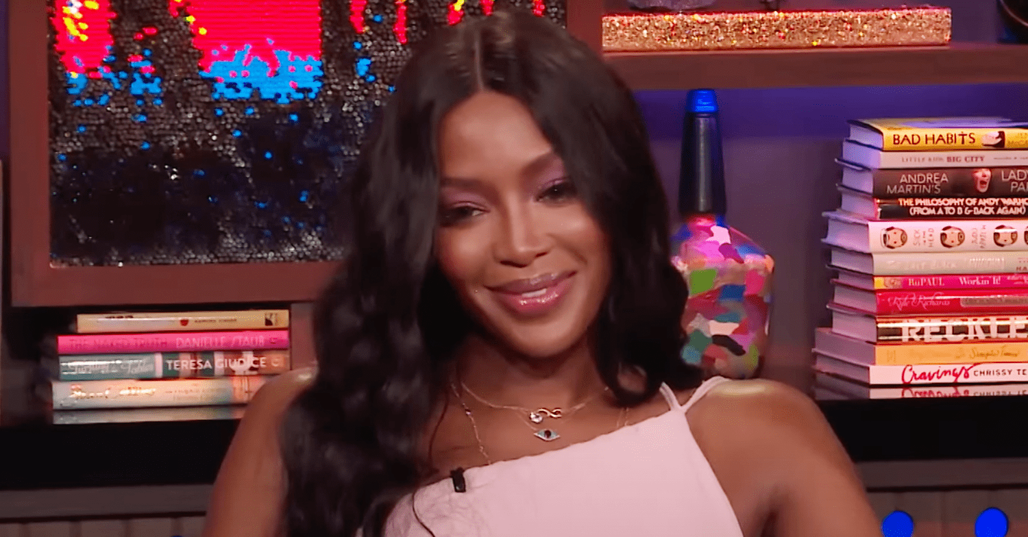 Naomi Campbell being interviewed on TV