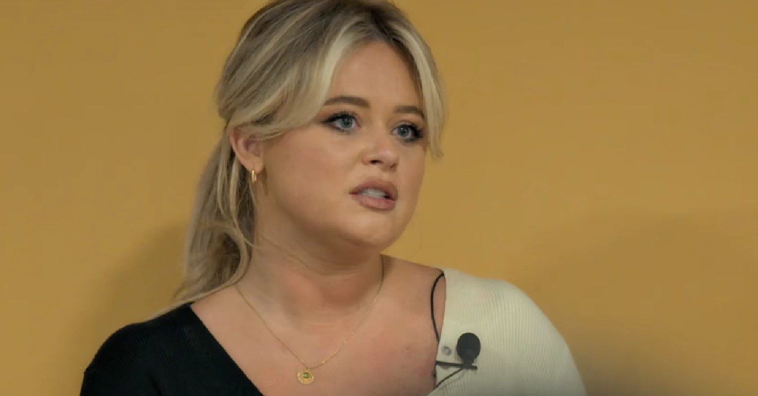 Emily Atack looking serious