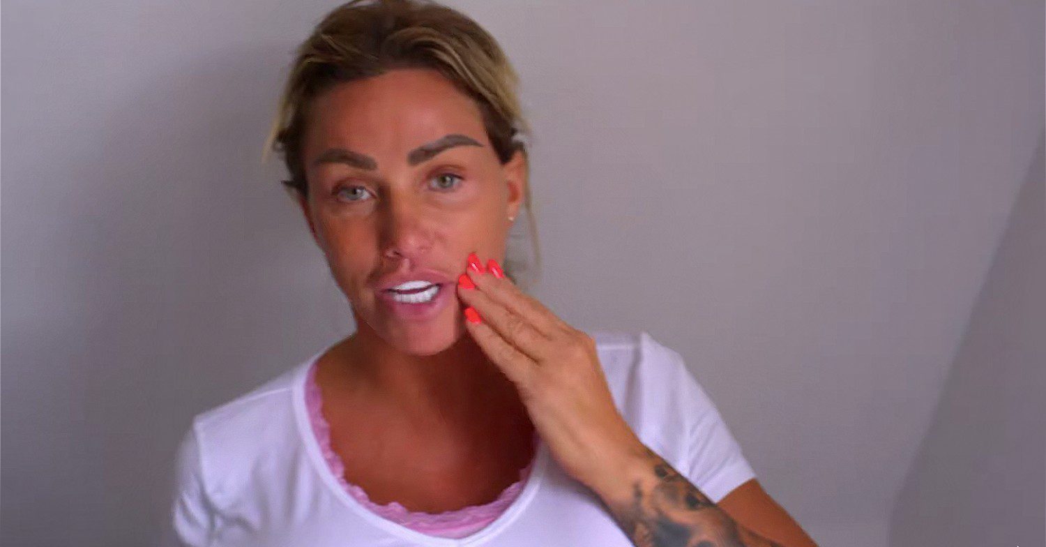 Katie Price looking at the camera