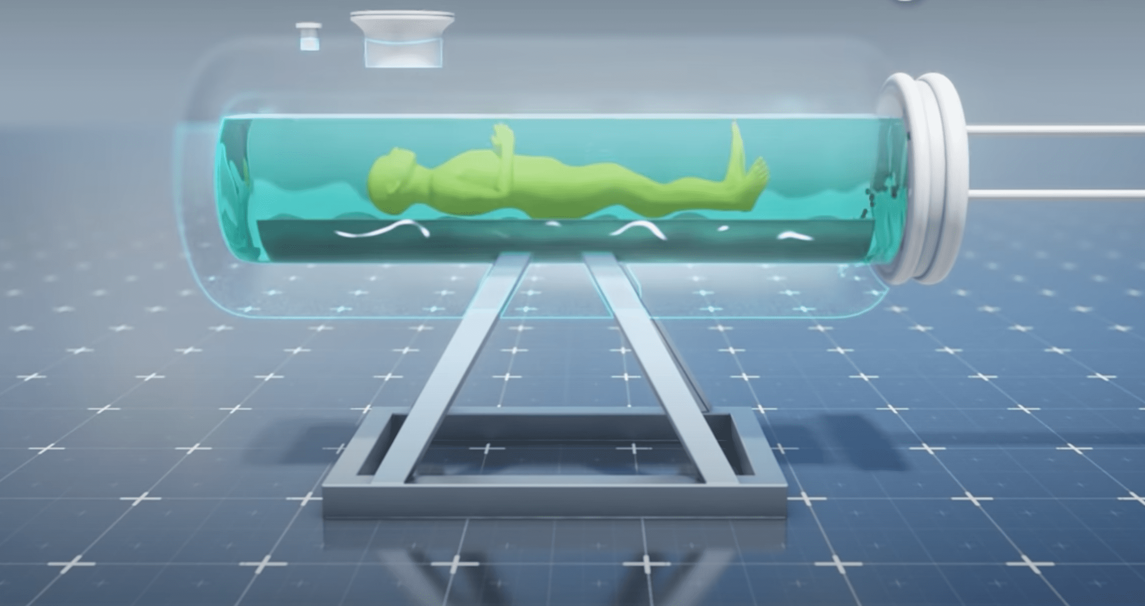 Animation of a body during a water cremation