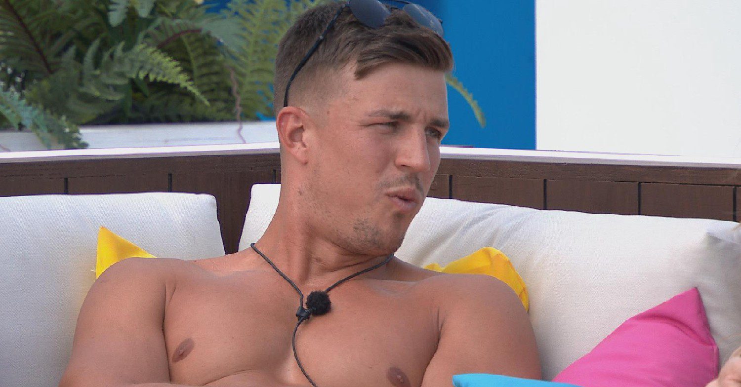 Mitchel looks shocked in Love Island
