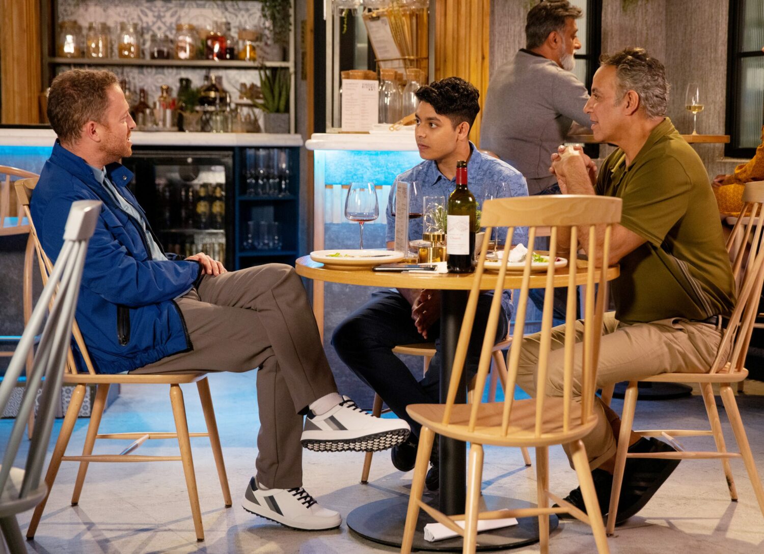 Darren, Aadi and Dev have a business lunch in Coronation Street