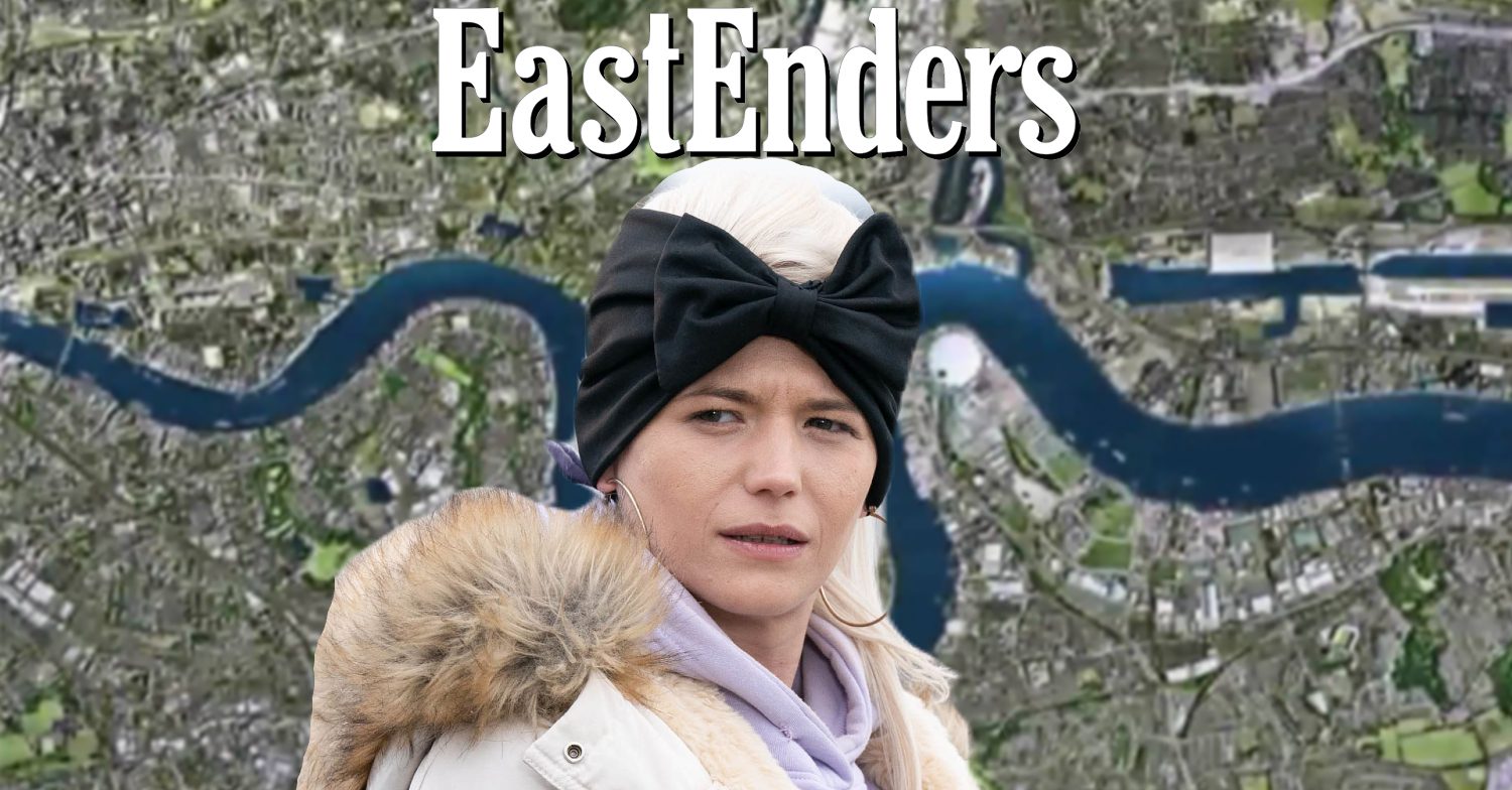 EastEnders' Lola, the EastEnders logo and background of the Thames