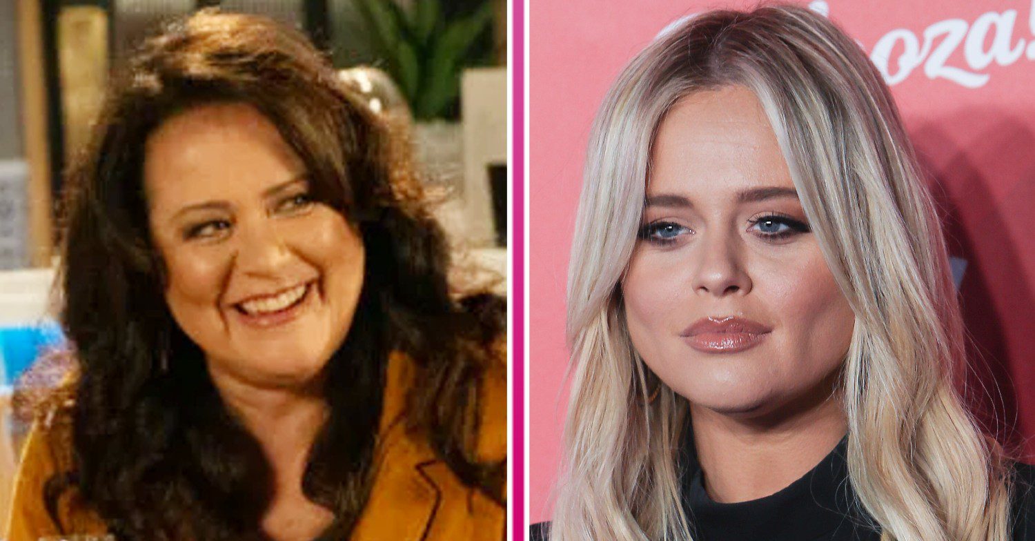 Amy Robbins in Coronation Street and Emily Atack comp image