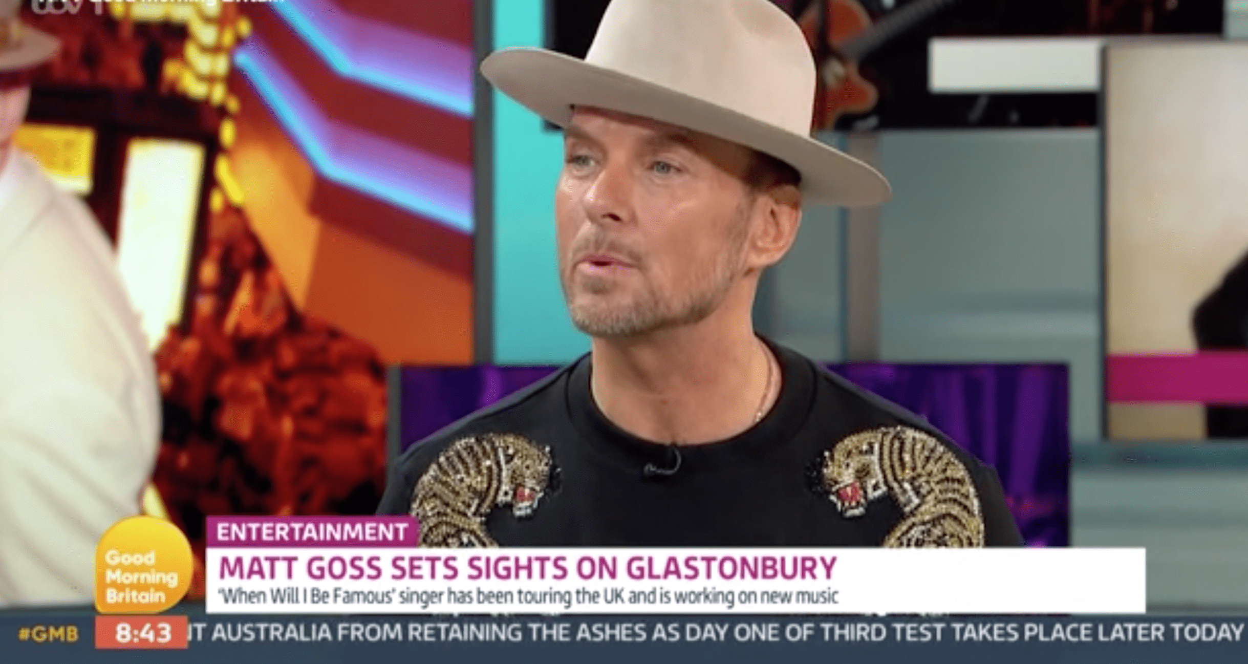 Matt Goss wearing a hat on GMB today