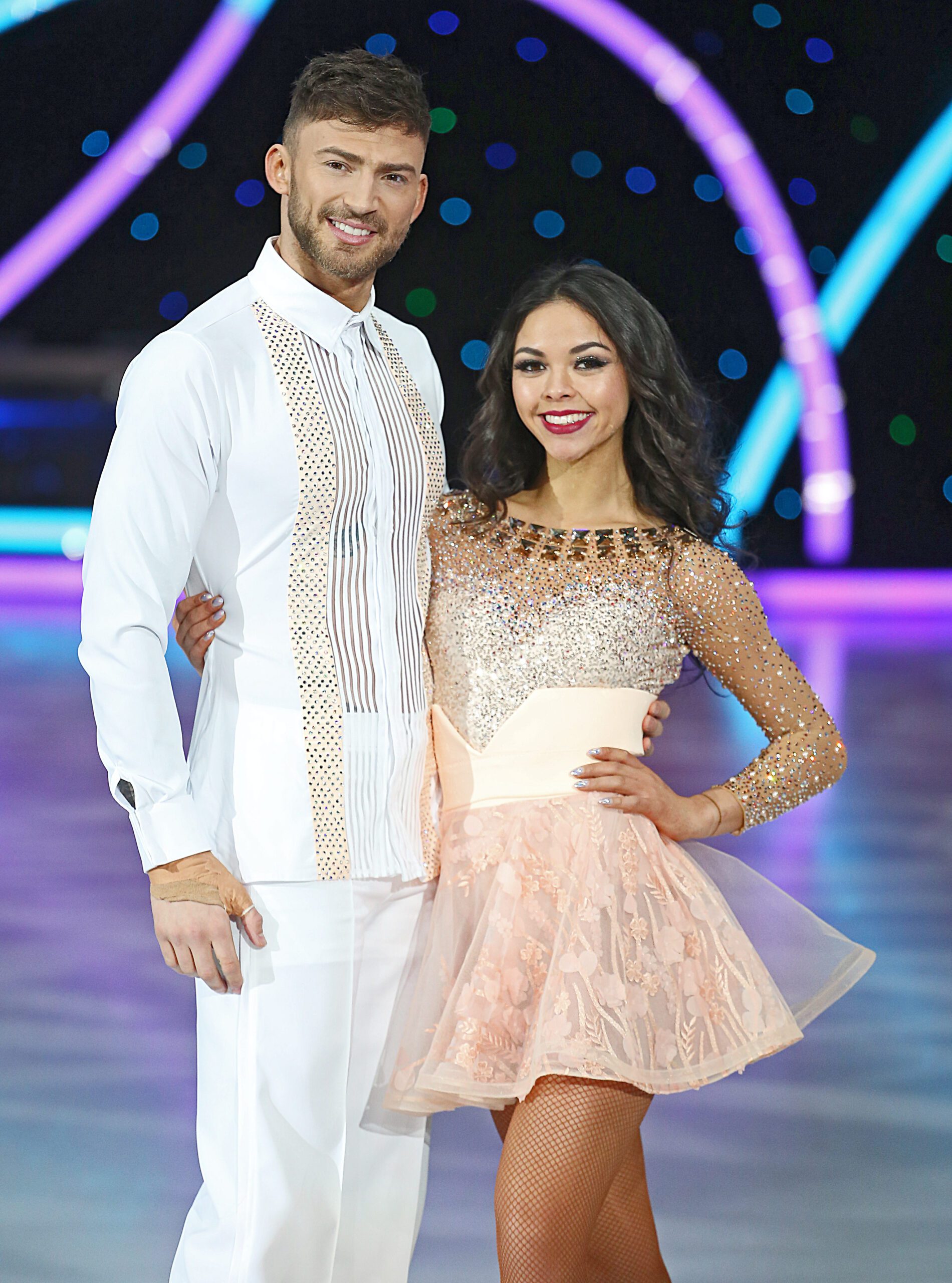 Jake Quickenden and Vanessa Bauer posing on Dancing on Ice