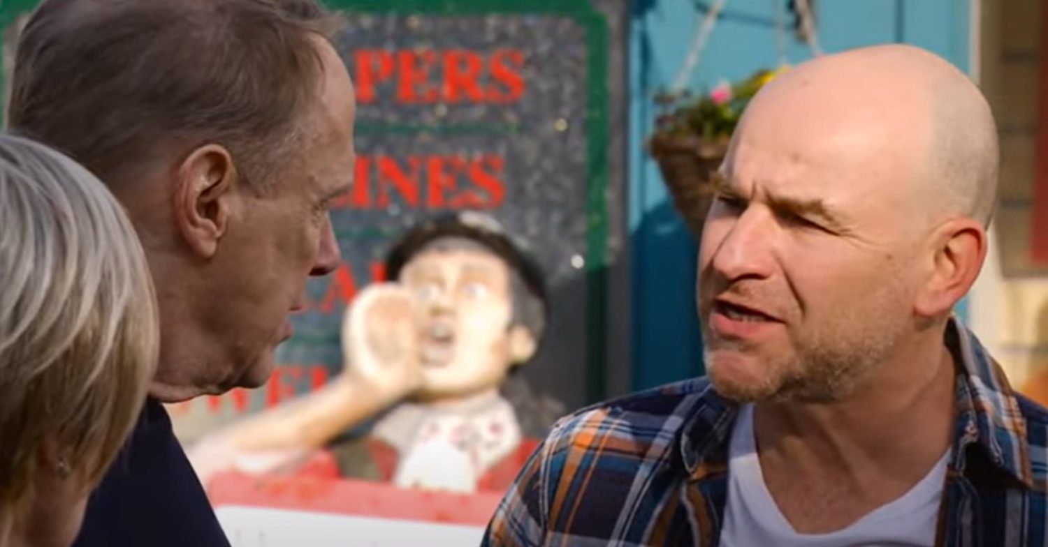 Coronation Street's Tim is looking at Stephen with fury outside the Kabin