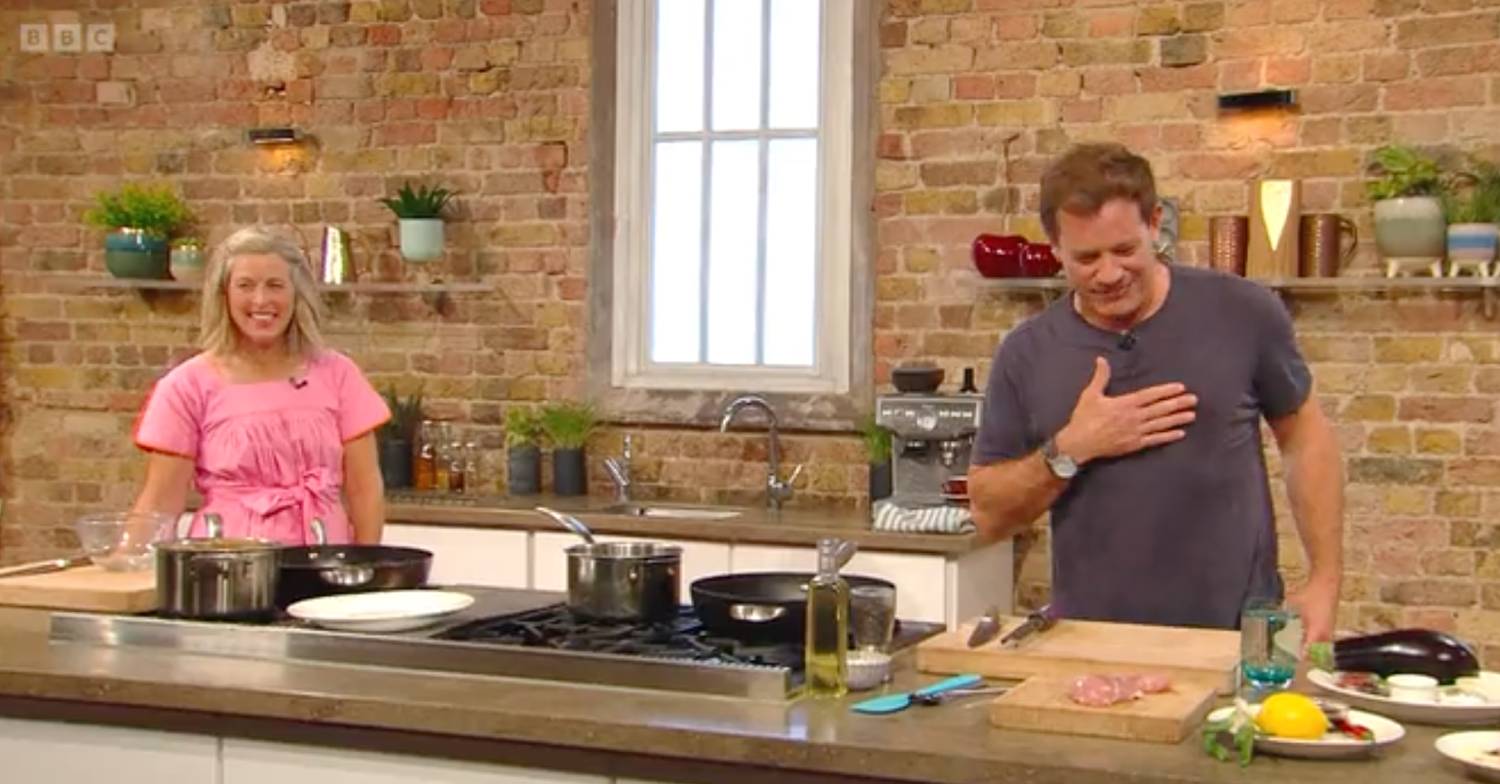 Matt Tebbutt puts his hand on his chest