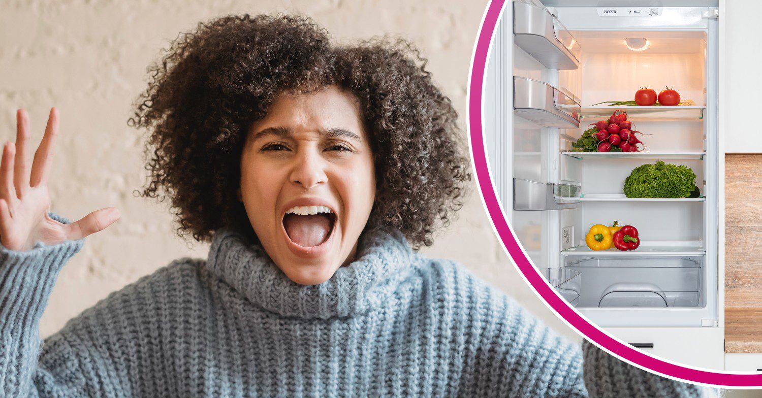 Woman screaming / empty fridge